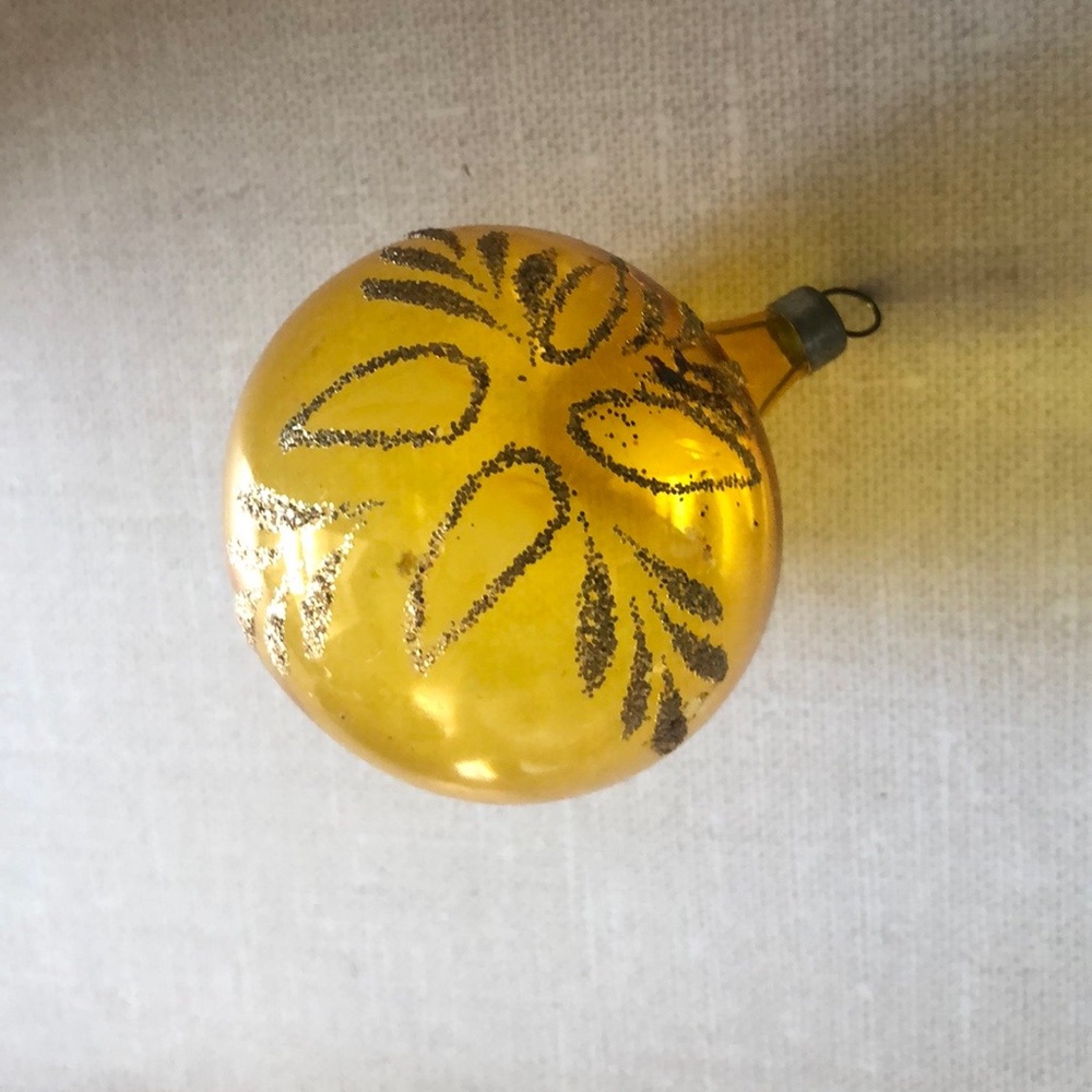 Vintage‎ Christmas Ornament Glass Bulb Glitter Accents